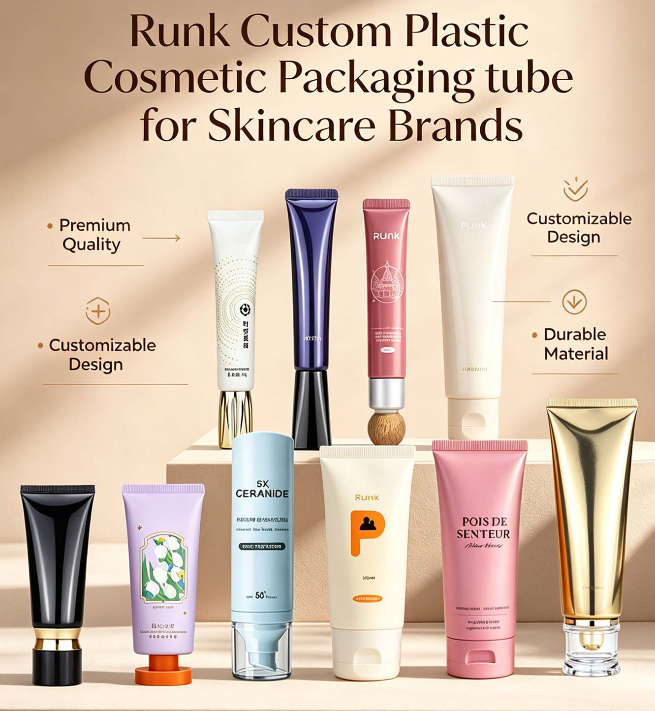 Runk Custom Plastic Cosmetic Packaging Tubes for Skincare Brands