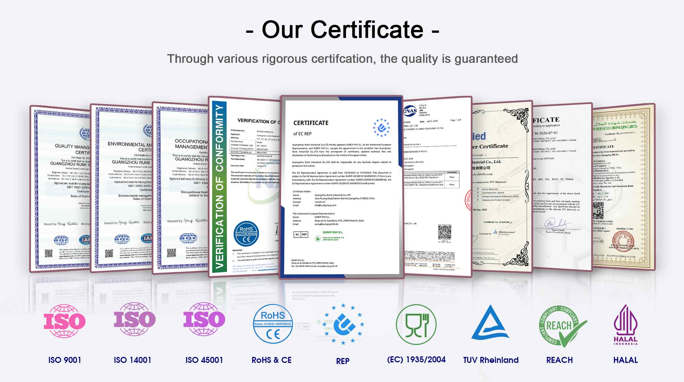 Runk Packaging Certificate